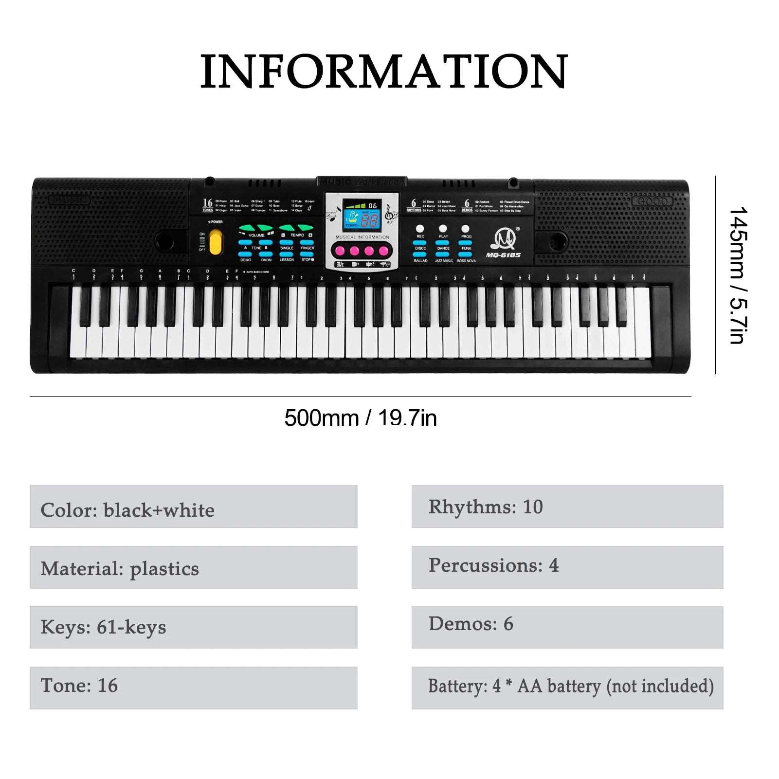 61 Keys Digital Music Electronic Piano Keyboard Kids Multifunctional Electric Piano with Microphone Function for Beginners - Premium  from Lizard Vigilante - Just $37.99! Shop now at Lizard Vigilante