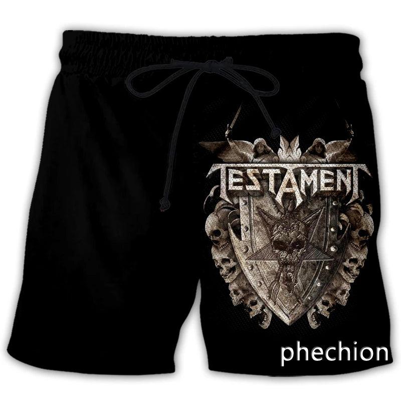 Unisex Testament ROCK 3D Print Casual Shorts Novelty Streetwear Men Loose Sporting Shorts - Lizard Vigilante