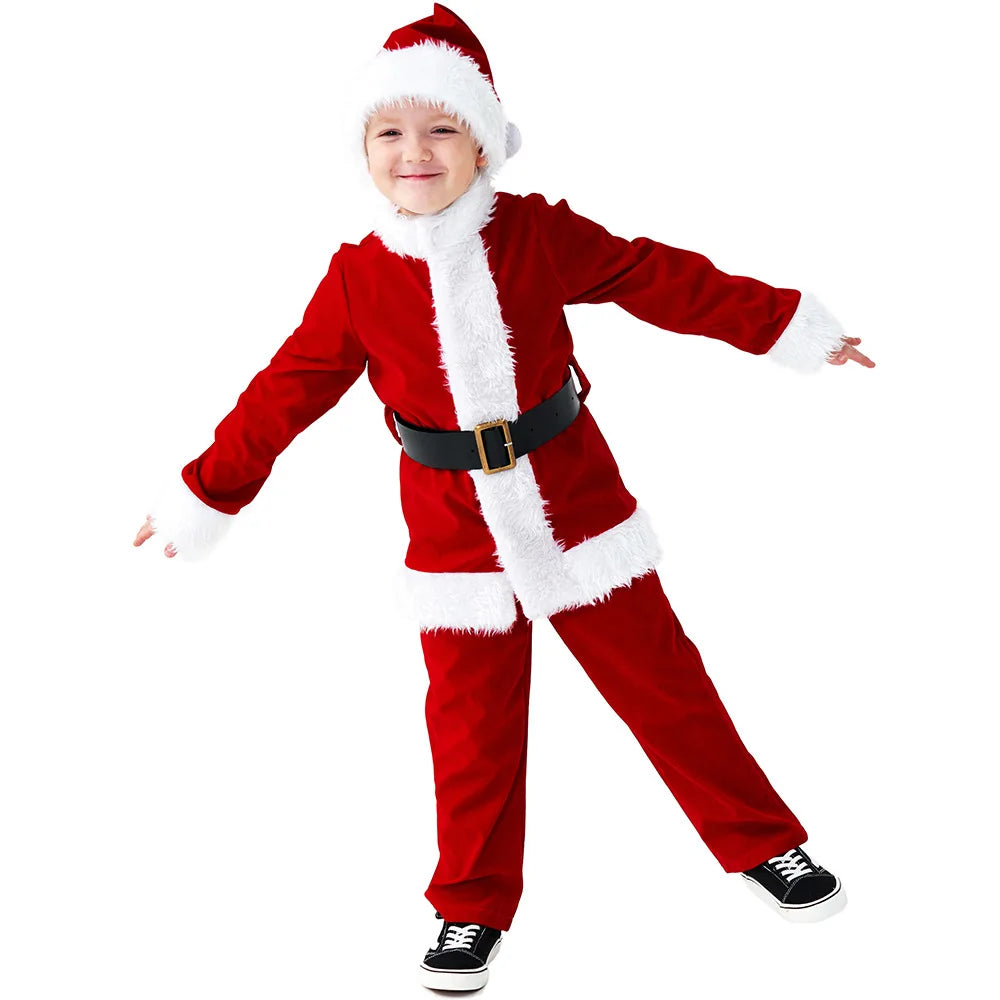 Adorable Children’s Christmas Costume Set – Santa Claus Holiday Outfit with Hat - Premium Cosplay Costumes from Lizard Vigilante - Just $28.88! Shop now at Lizard Vigilante