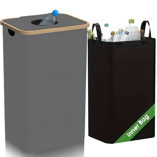 100L Kitchen Recycling Bin & Storage Bags, Kitchen Recycle Bin, Large Capacity Bottle Recycle Bin With Removable Tote Bags,