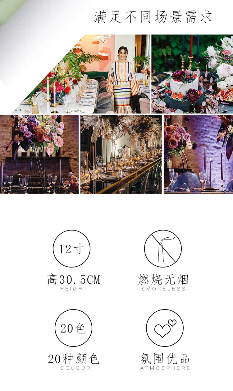 30CM Taper Candle 4 Pack - Home Interior Long Burning Dripless and Smokeless Candles Unscented - Valentines Candles for Home