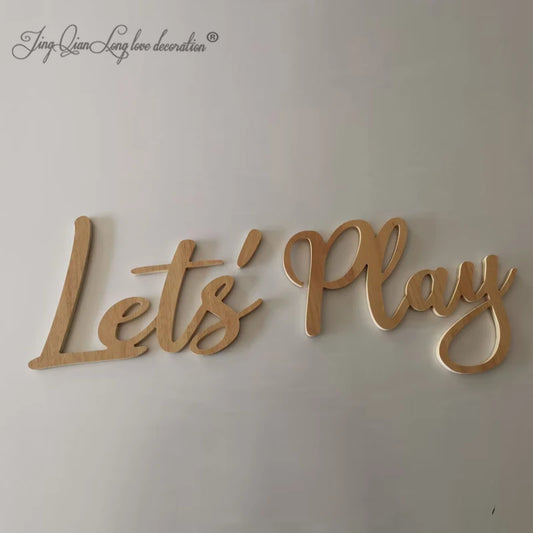 “Let's Play” Wall Shout – Heavy-Wood Custom Playroom Art Sign for Loud Kids & Louder Rooms - Premium  from Lizard Vigilante - Just $68.99! Shop now at Lizard Vigilante