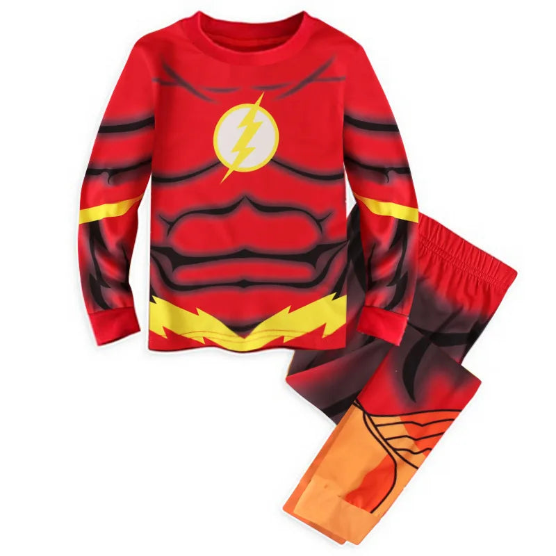 Avengers Superhero Pajama Set — Boys Long Sleeve Spider-Man & Iron Man Nightwear Cosplay Costume
