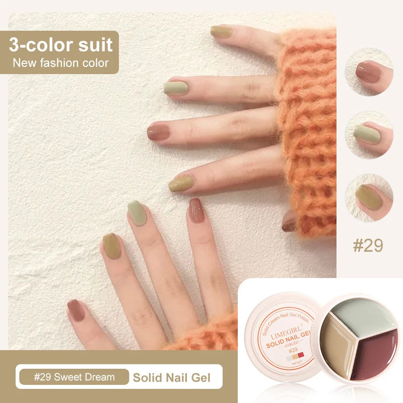 LIMEGIRL Solid Nail Art Gel Polish 15g 3 Colors Cream Soft Gel Polish for Nail Art Beginner DIY Design  Home/Salon Manicure Gift
