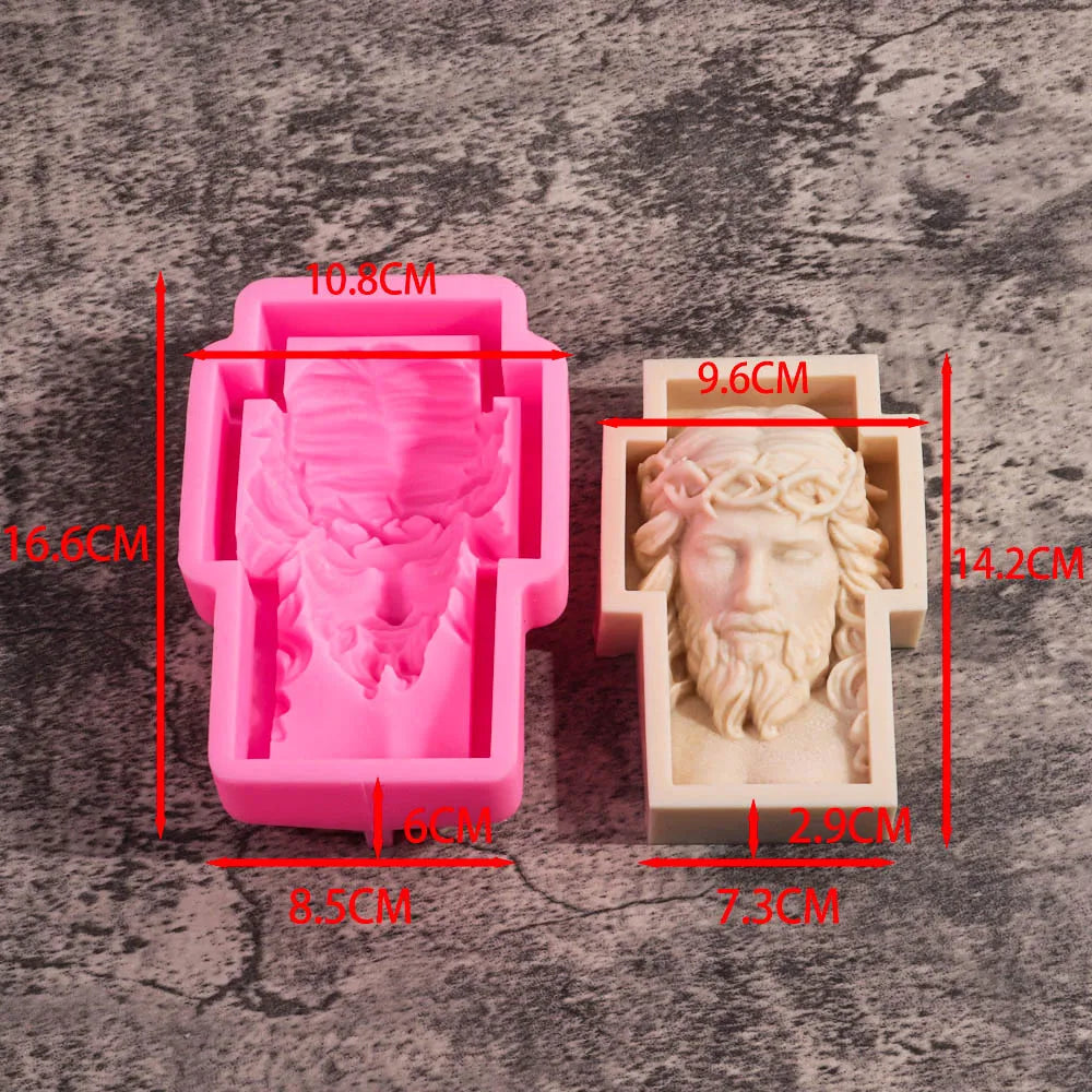 Jesus Cross Sculpture Candle Silicone Mold Human Portrait Abstract Scented Candle Plaster Resin Mould Greek Mythology Home Decor