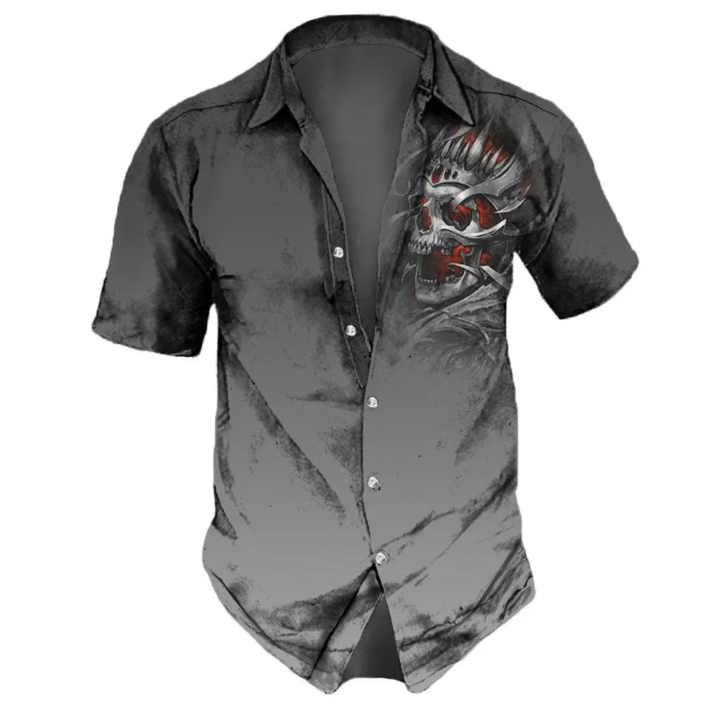 Lizard Vigilante's Vintage Skulls Men's Hawaiian Shirt - Casual Short Sleeve Streetwear for Males - Premium hawaiian shirt from Lizard Vigilante - Just $26.66! Shop now at Lizard Vigilante