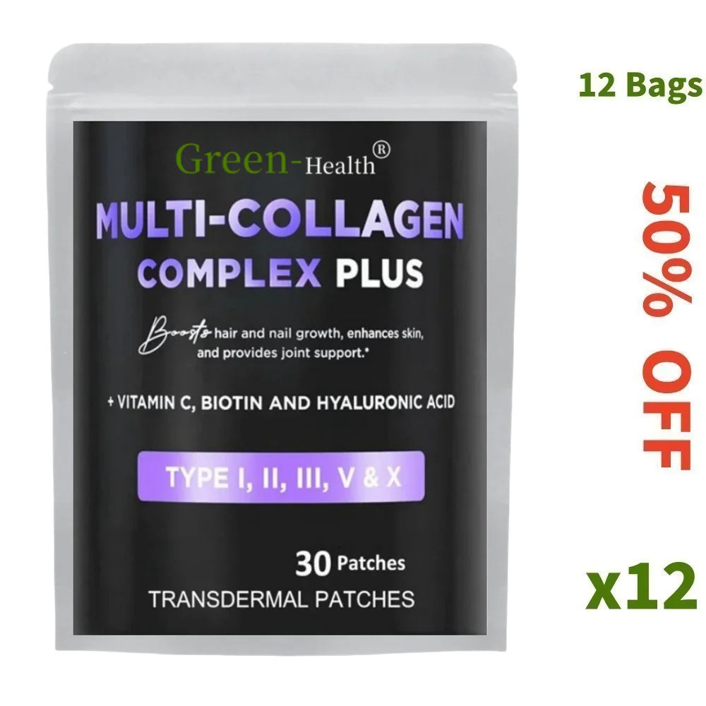 Multi Collagen Plus Transdermal Patches with Biotin & Vitamin C for Women & Men - Hair Growth Support & Skin Health - 30 Patches - Premium transdermal patches from Lizard Vigilante - Just $13.99! Shop now at Lizard Vigilante