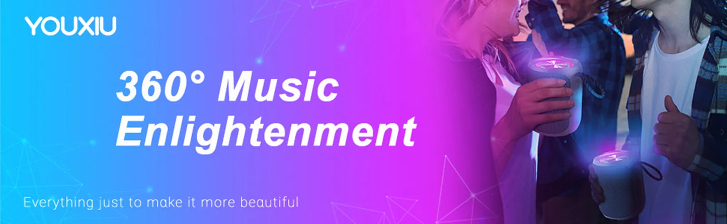 Portable Bluetooth Speaker BT5.0 IPX7 Waterproof Stereo Music Surround Wireless Speaker With LED Light Subwoofer Outdoor Speaker