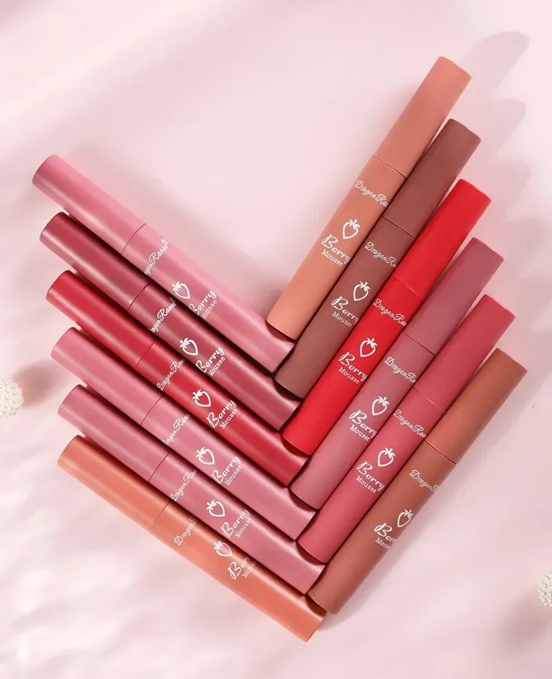 Nude Matte Lip Gloss 12 Colors Long-lasting Velvet Lipstick Waterproof Non-fade Non-stick Cup Lipsticks Women Makeup Cosmetic