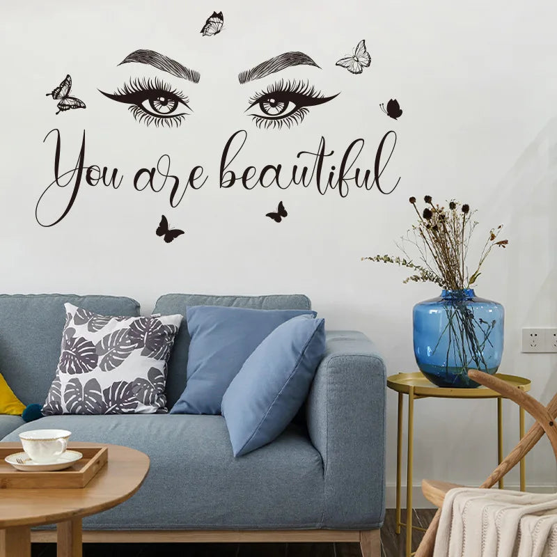 Home decoration black eye inspirational wall dedal sticker living room salon wall art sticker