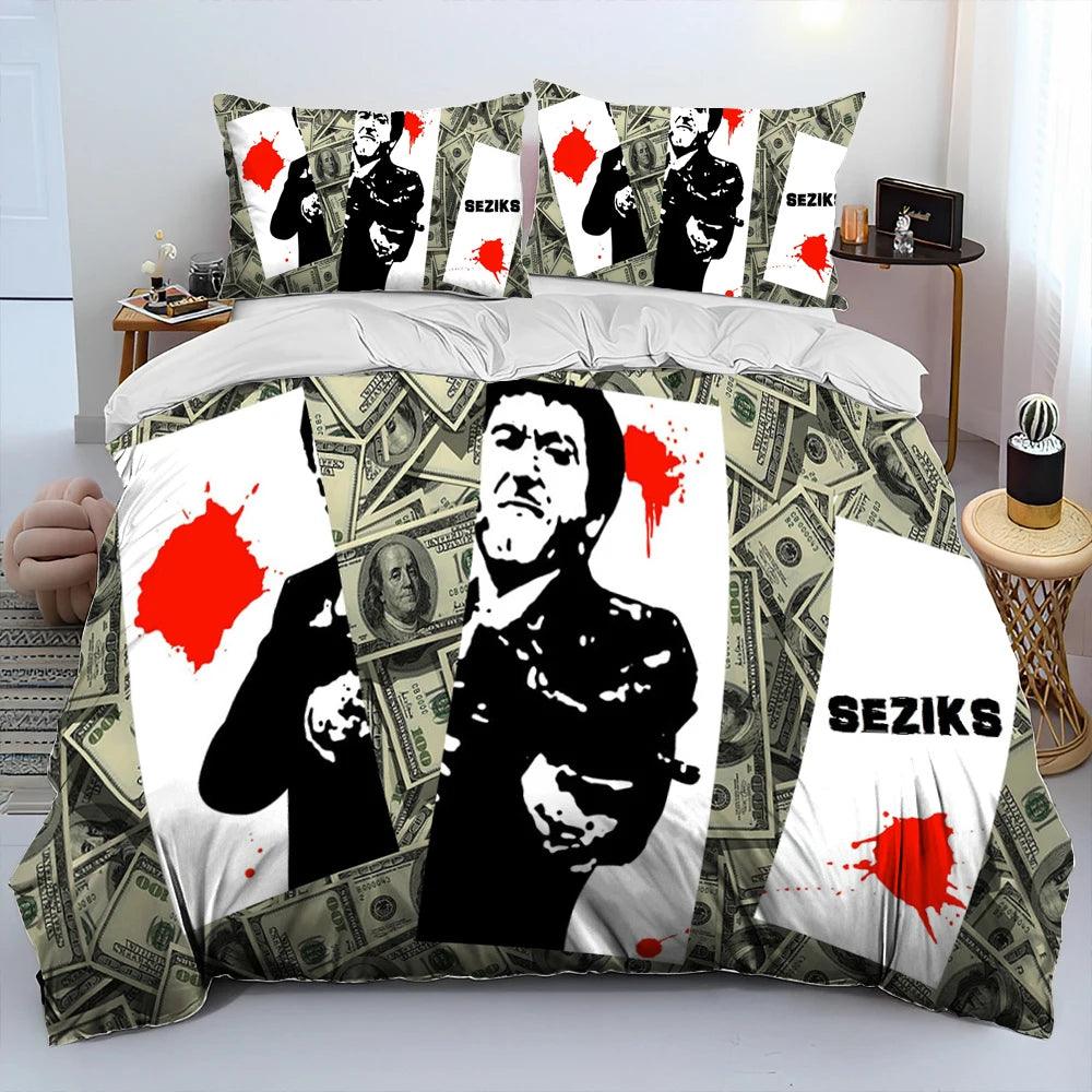 Scarface 1983 Movie Tony 3D Printing Comforter Bedding Set,Duvet Cover Bed Set Quilt Cover Pillowcase,King Queen Size Bedding Set Kid - Premium bed spread from Lizard Vigilante - Just $62.99! Shop now at Lizard Vigilante