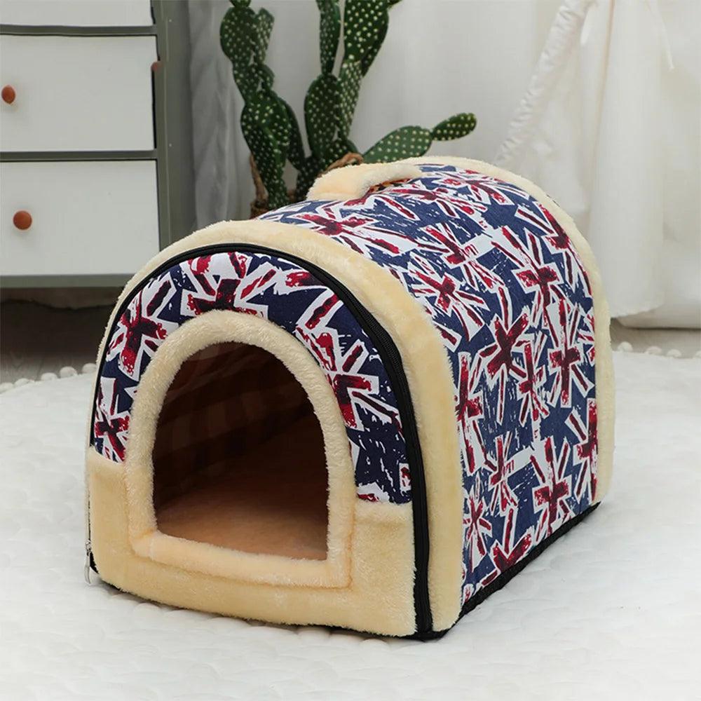 Portable Handle Type House For Cats 16 Kinds Printings Semi-enclosed 3D Plush Removable&Washable Warm Cat Villa Tent - Premium pet supplies from Lizard Vigilante - Just $20.99! Shop now at Lizard Vigilante