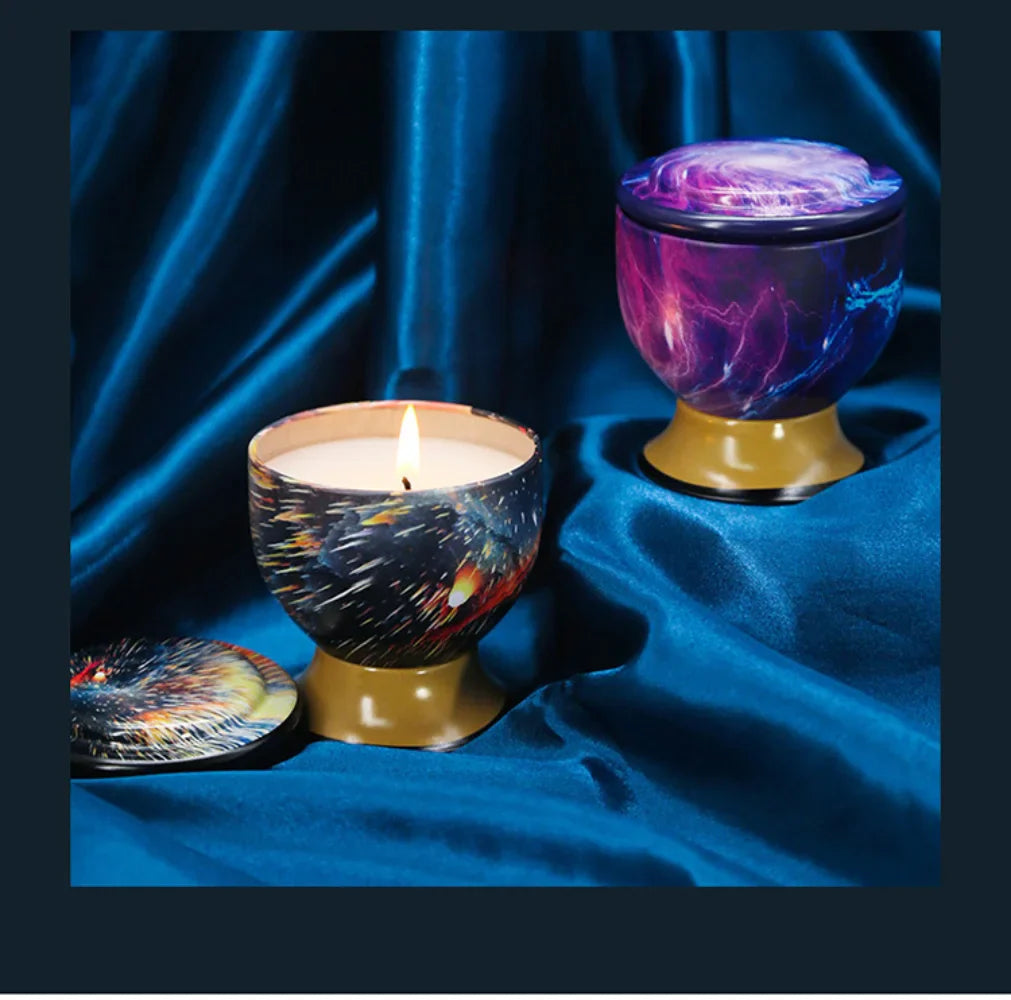 Natural Smokeless Soy Wax Candle in Iron Tin, Champagne Flute Style - Home Fragrance Gift for Birthday Christmas Handmade