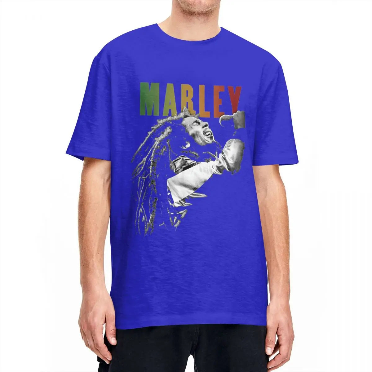 Bob Marley Harajuku Music T-Shirt – Men’s 100% Cotton Short Sleeve Cool Summer Tee - Premium T-Shirt from Lizard Vigilante - Just $23.88! Shop now at Lizard Vigilante