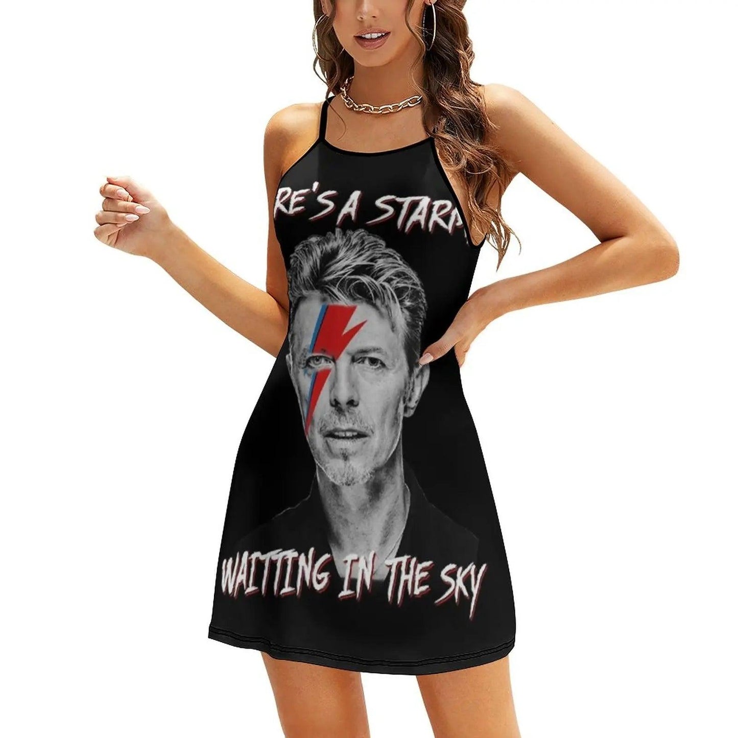 There’s A Starman Waiting In The Sky David Bowie Vintage Evening Party Dresses Midi Sexy Dress Female Sweet One Piece Korean Style - Premium dress from Lizard Vigilante - Just $28.99! Shop now at Lizard Vigilante