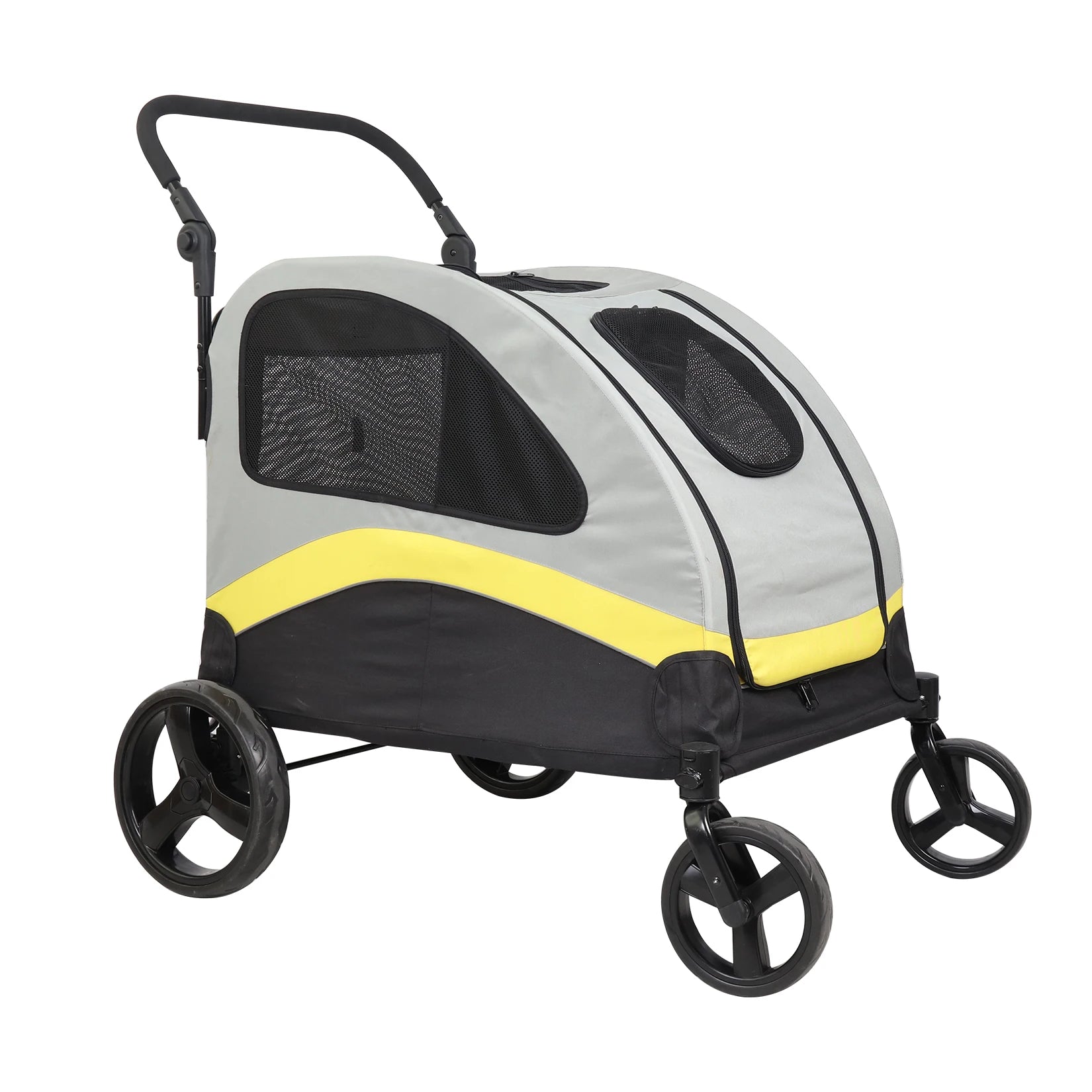 Pet Stroller for 2 Dogs with Zipper Divider and 4 Heavy Wheels One-key Folding Dog Jogger Wagon Travel Carriage - Premium  from Lizard Vigilante - Just $185.99! Shop now at Lizard Vigilante