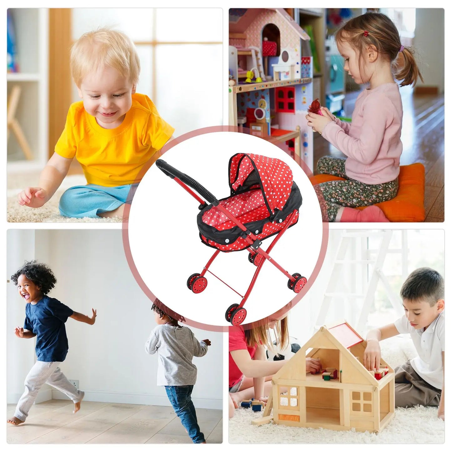 Baby Stroller Dolls Play Stroller Toy Realistic Stroller Party Game Nursery Furniture Toys For Christmas Birthday Gift