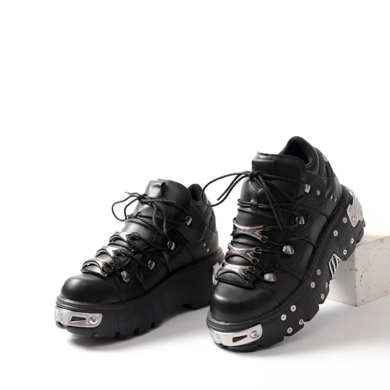 2024 New Women's Heavy Metal Punk Sneakers Platform Dad Shoes Men