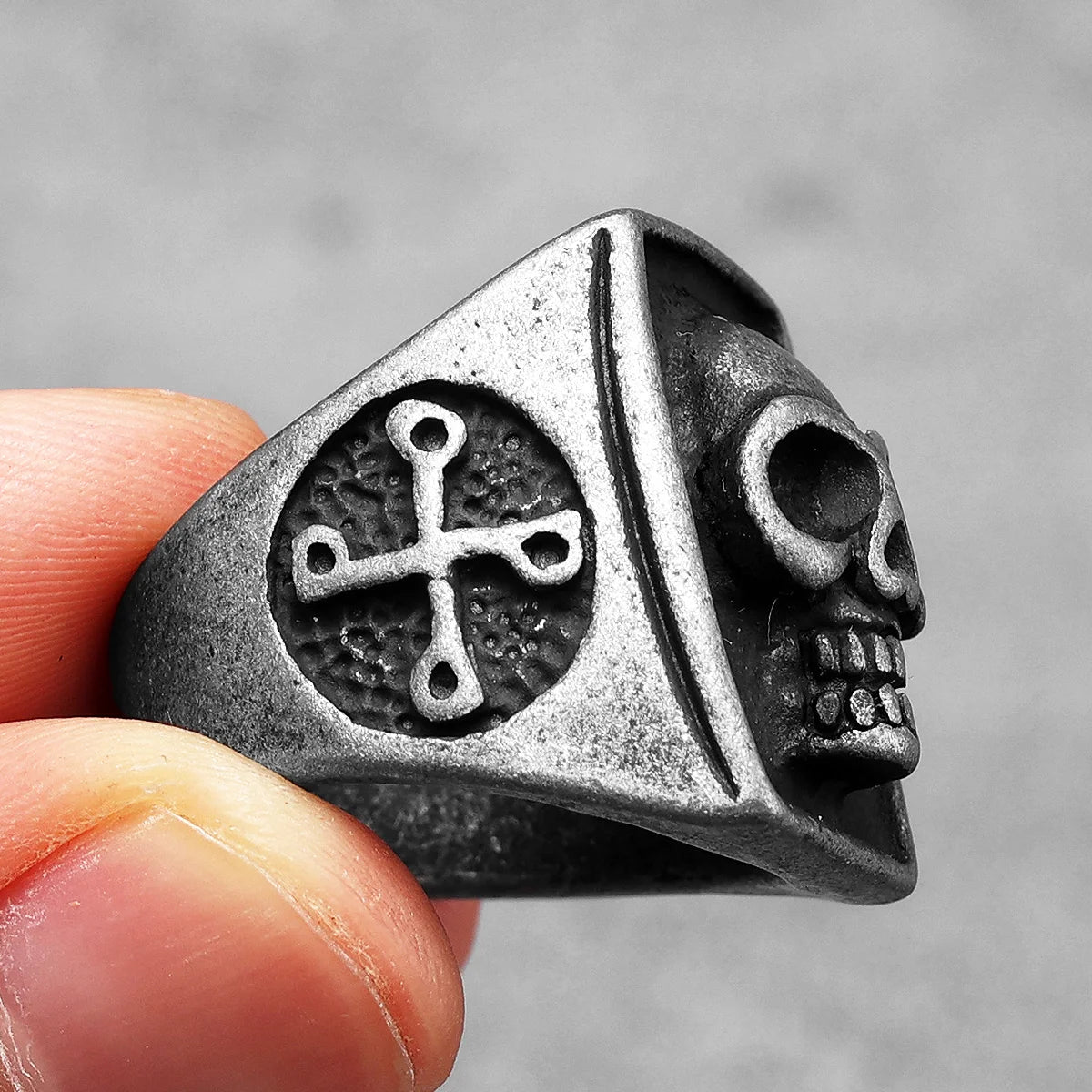 Phantom Skull Men's Stainless Steel Ring | Vintage Black Gothic Punk Rock Jewelry for Men & Women | Simple Fashion Accessories - Premium ring from Lizard Vigilante - Just $19.99! Shop now at Lizard Vigilante