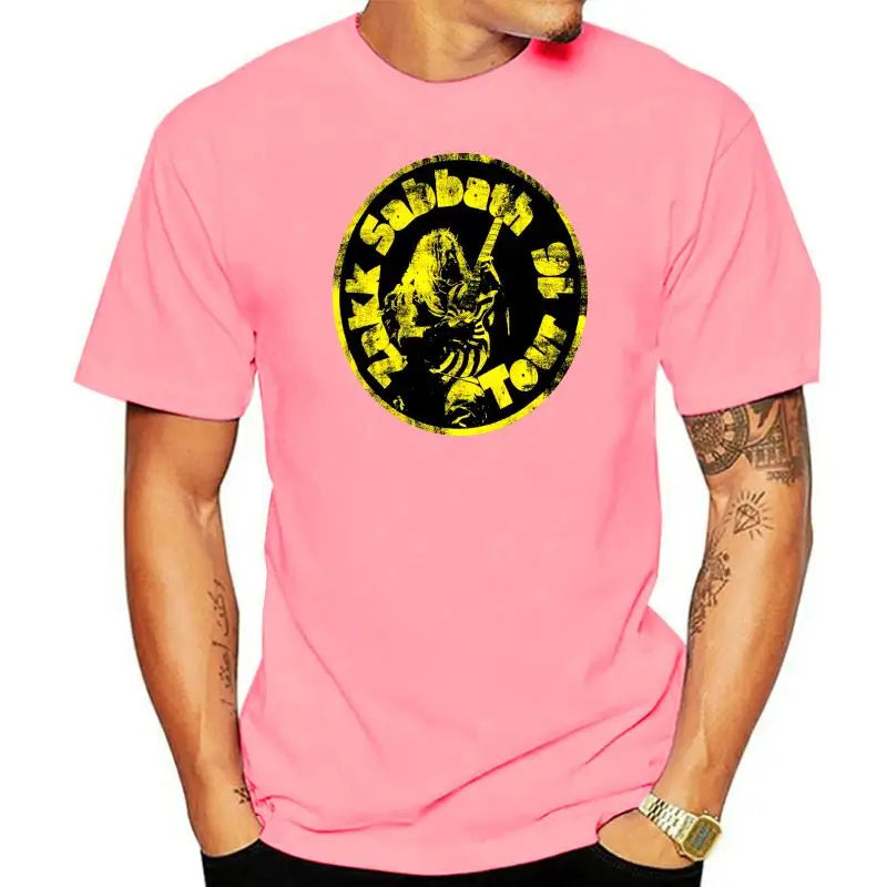 Zakk Sabbath Men’s Yellow Circle Graphic T-Shirt – Black Tee with Colorful Design - Premium T-Shirt from Lizard Vigilante - Just $23.88! Shop now at Lizard Vigilante