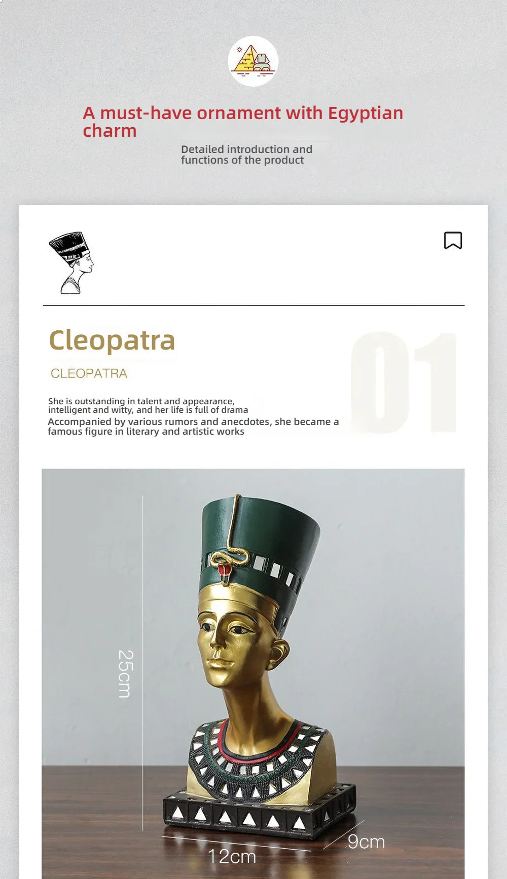 Egyptian Sphinx Resin Statue - Pharaoh Lion Body Human Face Sculpture, Hand-Painted Pyramid Guardian Isis Goddess Inspired Craft