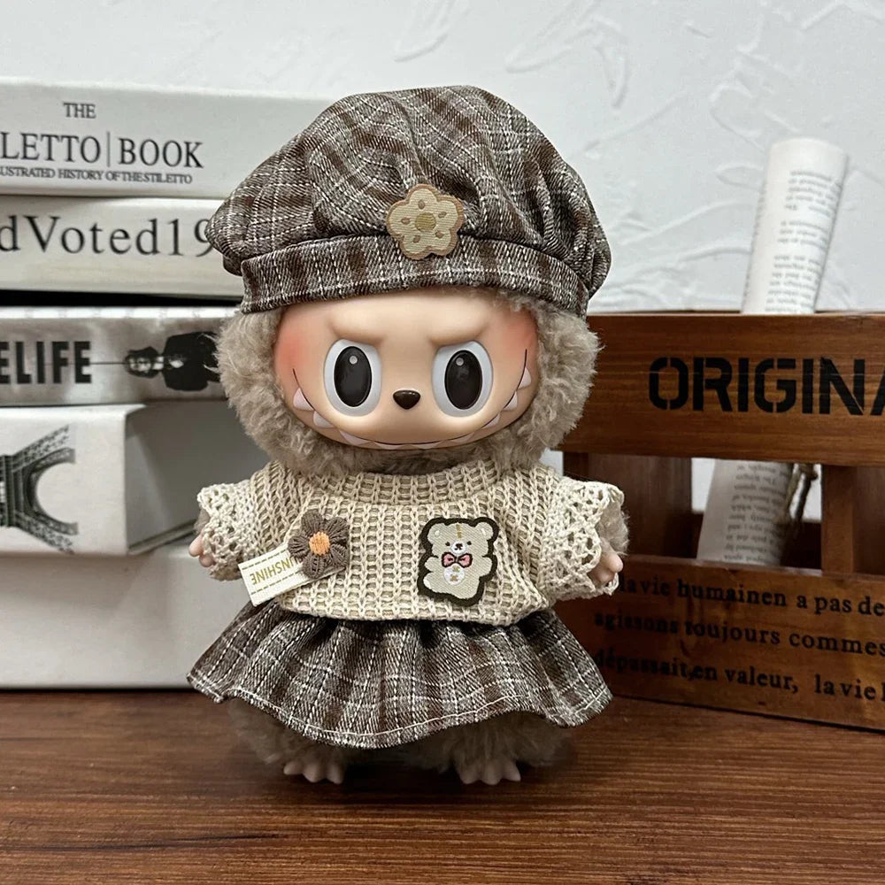 Labubu Fashion Mini Doll Outfit - Stylish Sports Leisure Suit Clothing for 17cm Labubu Idol V1 V2 - Accessory Gift for Collector