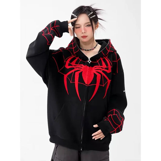 Gothic Embroidery Hoodies Y2K Anime Casual Loose Sweatshirt - Premium Sweatshirt from Lizard Vigilante - Just $48.88! Shop now at Lizard Vigilante