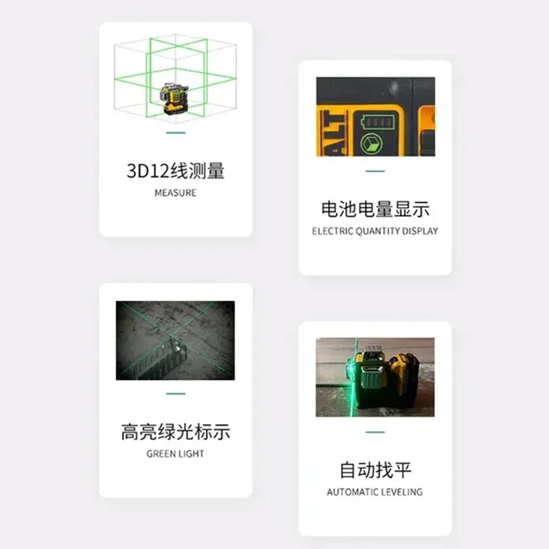 Dewalt DW089LG 12V Green Beam Laser Level 360° Precision Construction Tool