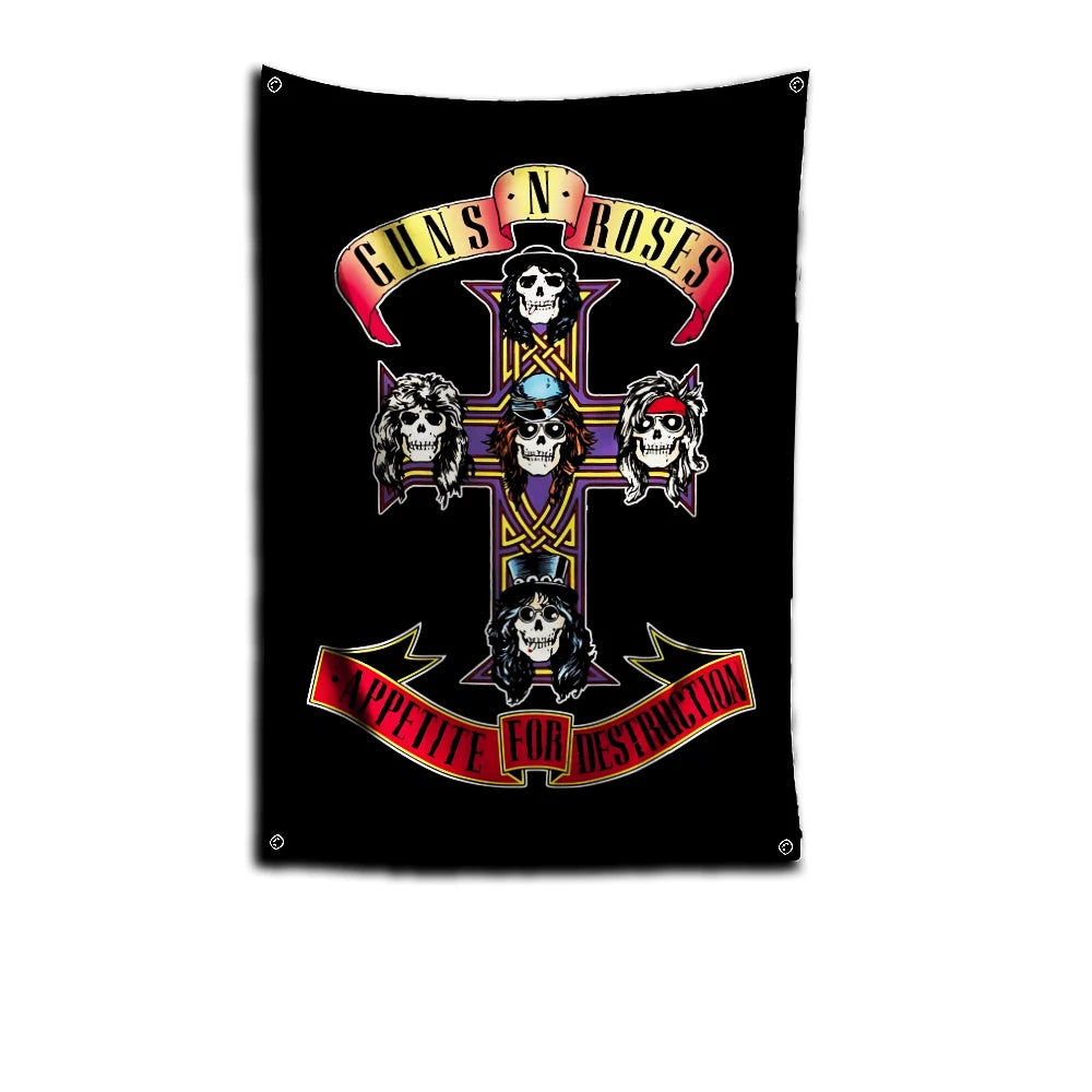 Guns N' Roses Rock Band Flag – 3x5 FT Polyester Banner with Digital Printing and Brass Grommets for Garage or Outdoor Decor - Premium flag from Lizard Vigilante - Just $19.99! Shop now at Lizard Vigilante