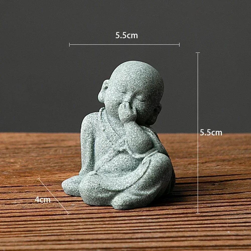 Buddha Stone Statue Little Buddhist Monks Tibetan Buddhism Figurines Zen Garden Ornament Meditation Home Aquarium Decoration