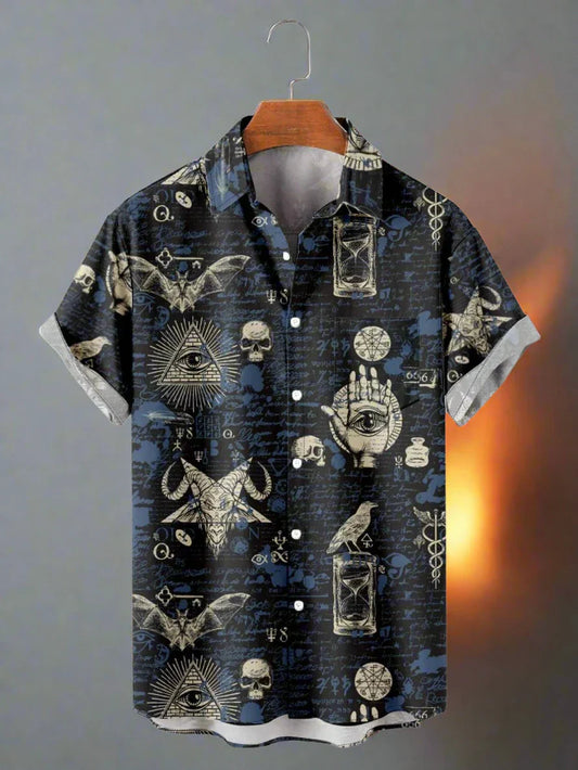 Hawaiian Shirts For Men's Skull Summer Casual Short Sleeve Heavy Metal Rock Band Clothes High Quality Oversized Streetwear Vintage Beach Tops Clothing - Premium hawaiian shirt from Lizard Vigilante - Just $26.66! Shop now at Lizard Vigilante