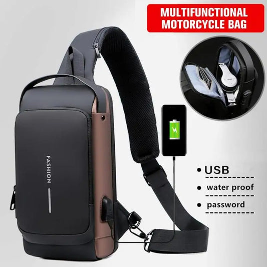 WEIXIER Anti-Theft USB Charging Crossbody Chest Bag for Men – Waterproof Oxford Shoulder Sling with Lockable Zipper, Business & Travel Messenger Pack - Premium chest bag from Lizard Vigilante - Just $28.88! Shop now at Lizard Vigilante