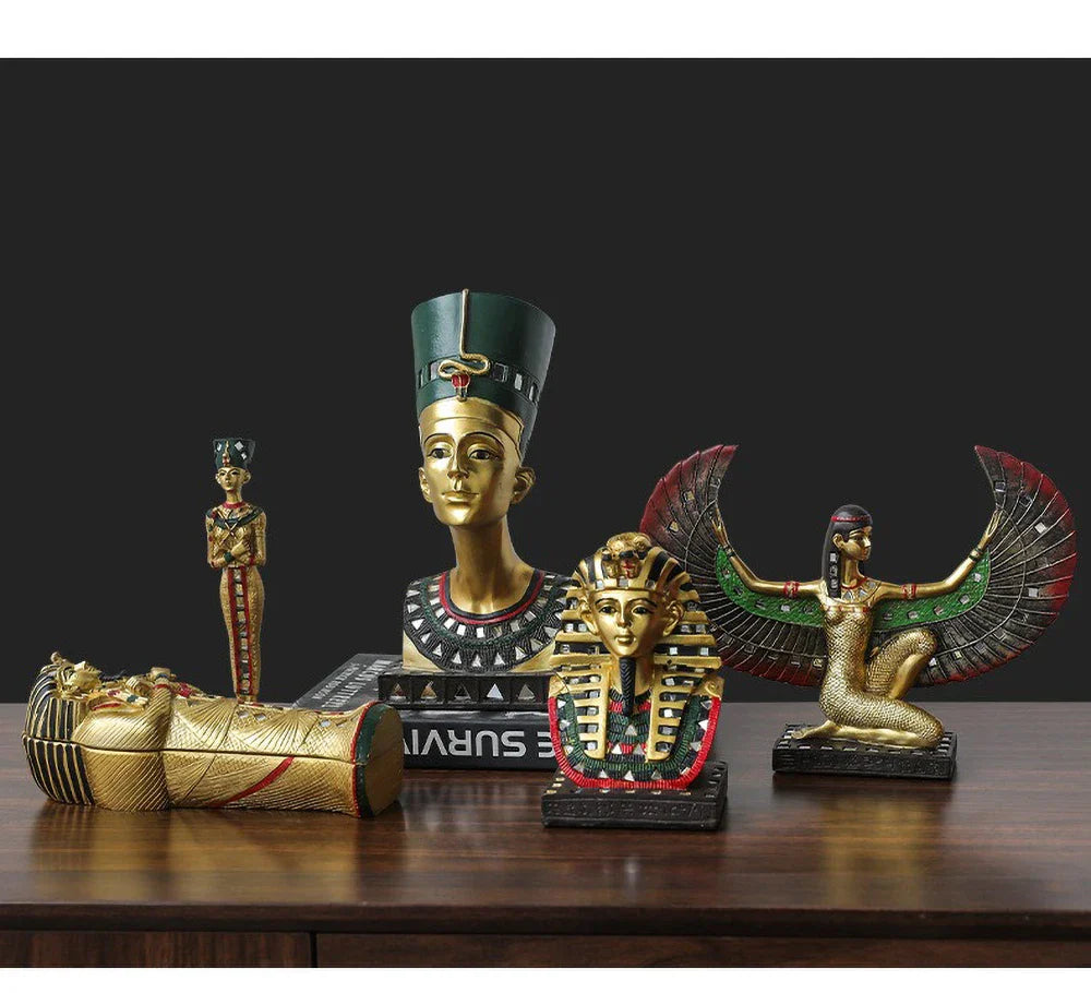 Egyptian Sphinx Resin Statue - Pharaoh Lion Body Human Face Sculpture, Hand-Painted Pyramid Guardian Isis Goddess Inspired Craft