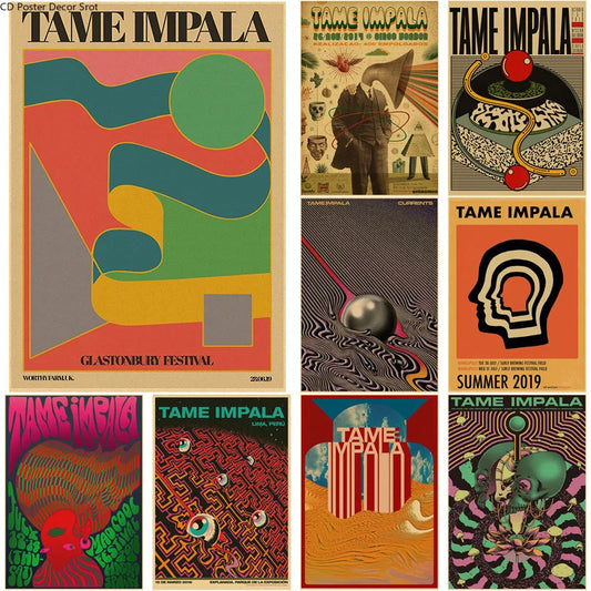 Tame Impala Psychedelic Rock Band Poster | Vintage Kraft Paper Wall Art for Home, Cafe, Bar | Aesthetic Retro Decor - Premium Poster from Lizard Vigilante - Just $17.99! Shop now at Lizard Vigilante