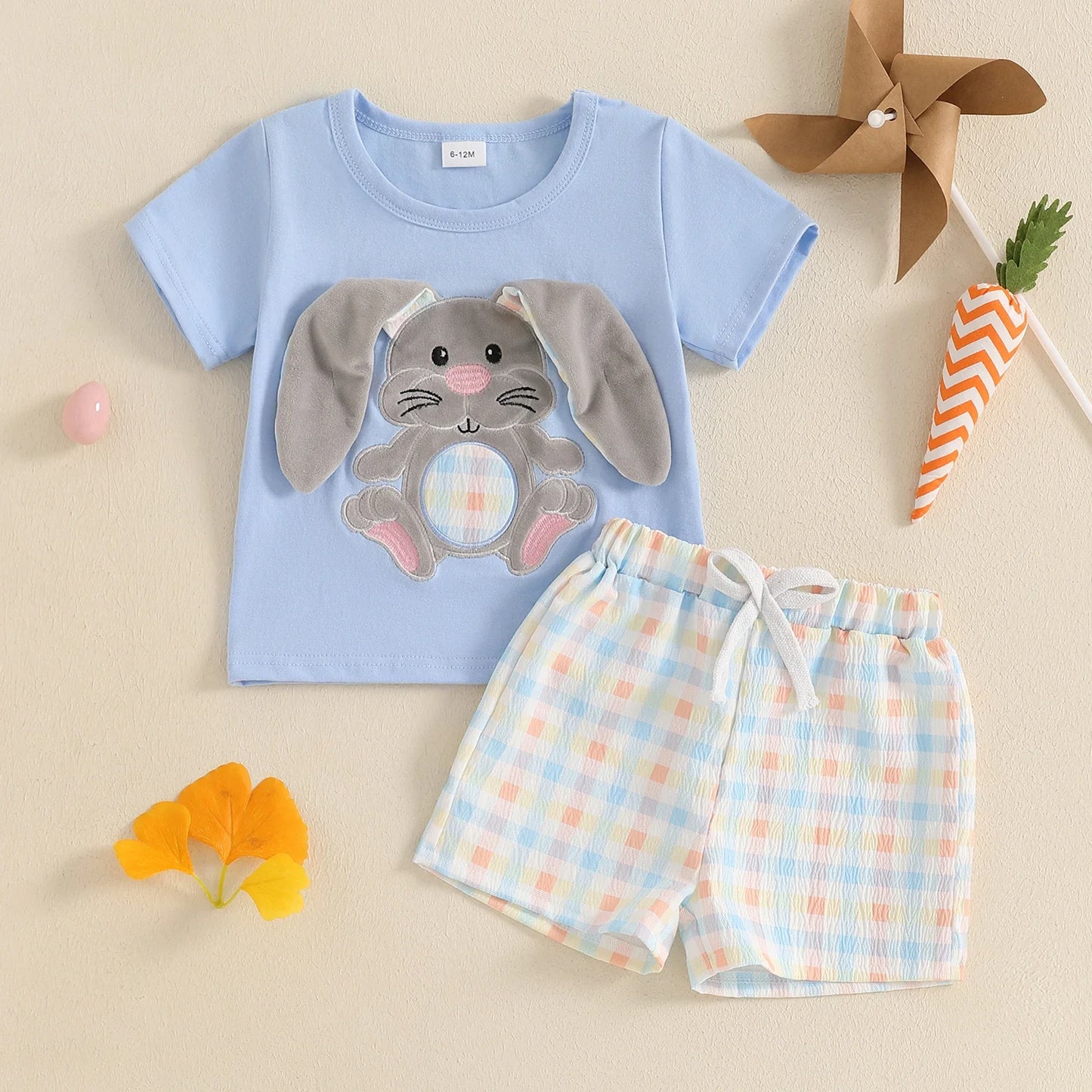 ma&baby 6M-4Y Easter Toddler Kid Baby Boys Clothes Sets Summer Outfits Bunny Short Sleeves T-Shirt  Plaid Shorts
