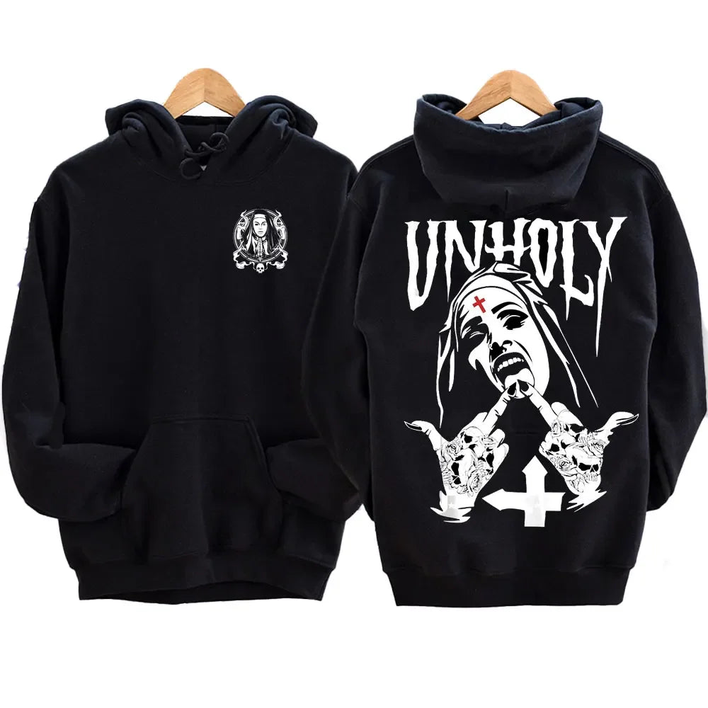 The Bad Nun Hoodie – Satanic Hip-Hop Fleece Sweater for Harajuku Streetwear Fans - Premium hoodie from Lizard Vigilante - Just $39.99! Shop now at Lizard Vigilante