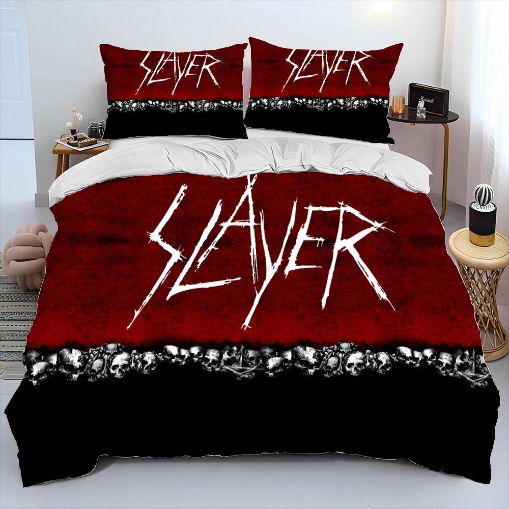 Slayer Show No Mercy Heavy Metal Band Music Comforter Bedding Set, Duvet Cover Bed Quilt Cover Pillowcase,king Queen Size Bedding Set Kids - Lizard Vigilante