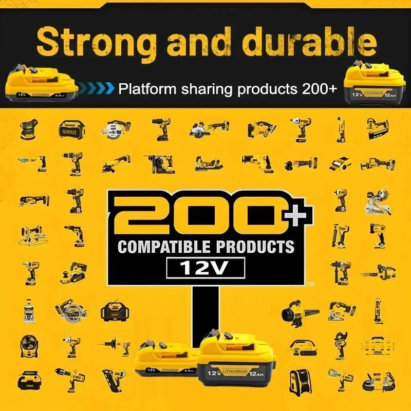 High-Capacity 12V Lithium Battery for Dewalt Tools – 3.0Ah / 5.0Ah / 6.0Ah – Compatible with DCB120, DCB124, DW089LG, DCD701F2, Laser Levels & More
