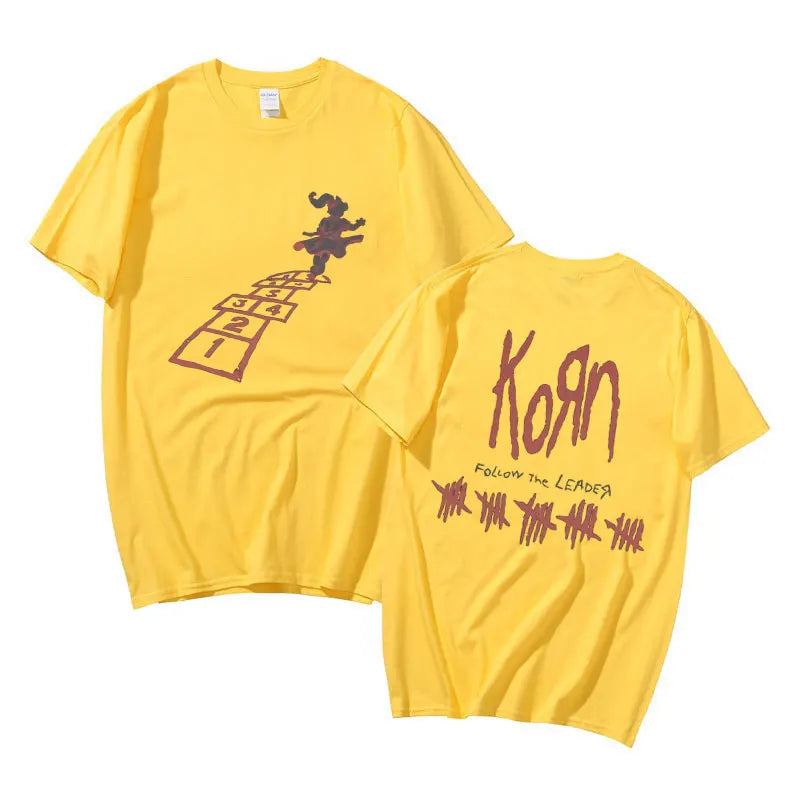 Rock Band Korn Follow The Leader Graphic T Shirt Men Women Fashion Loose Short Sleeve Tees Man Vintage Gothic Oversized Tshirt - Lizard Vigilante