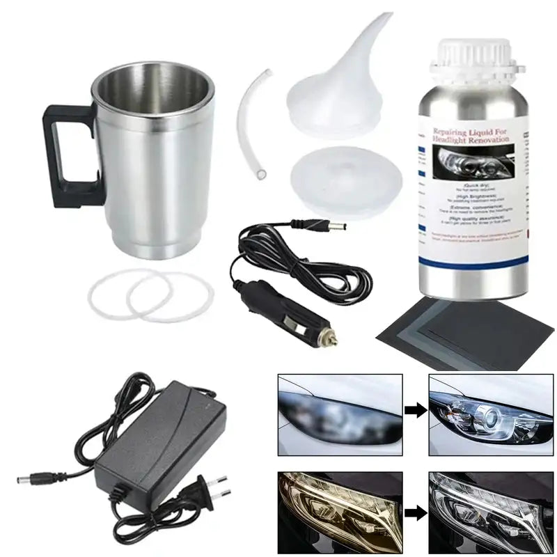 Car Headlight Lens Restoration Kit with EU/US Plug Headlamp Restore Polishing Cleaning Tools 100ml/200ml