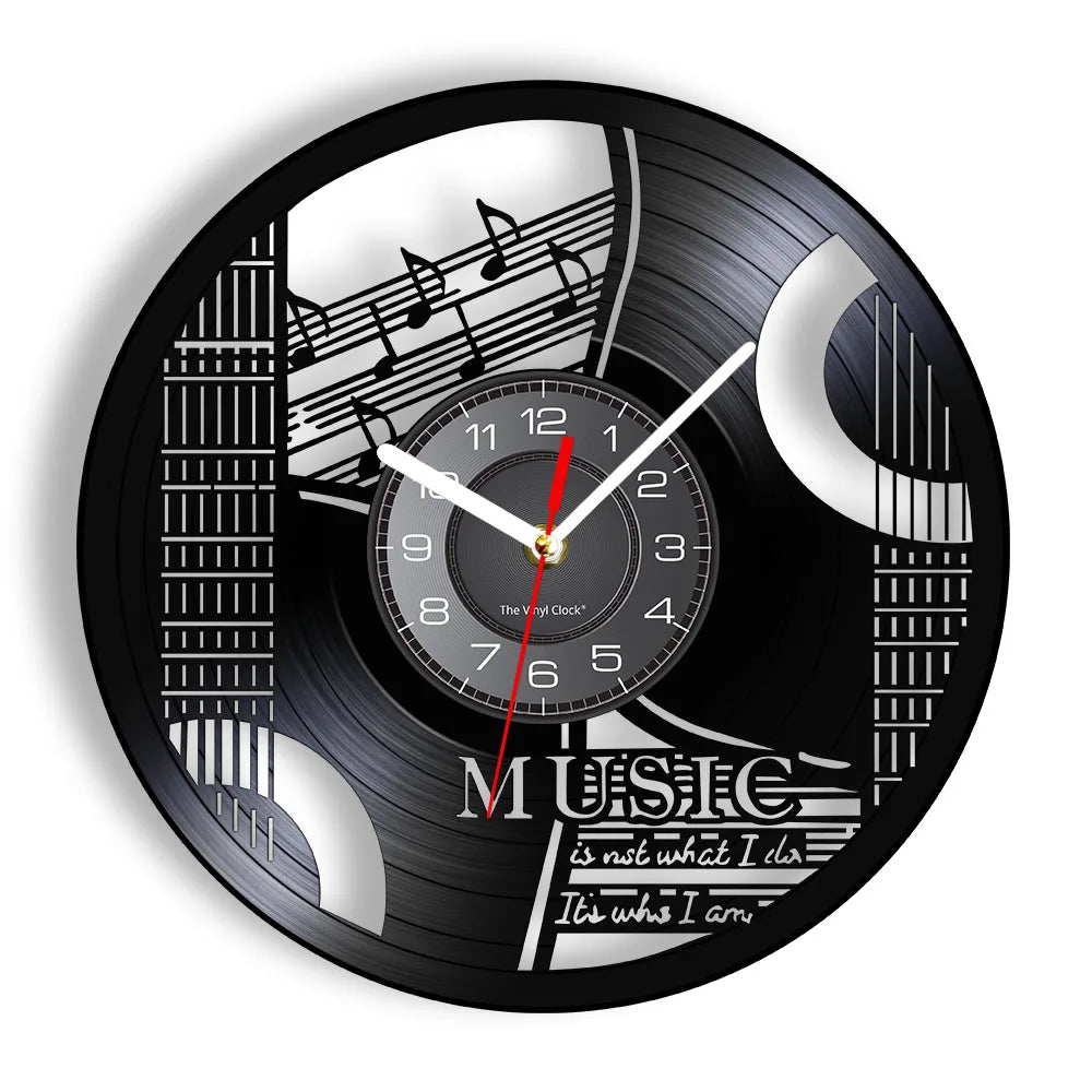 Guitar Player Vinyl Record Wall Clock: The Rock Music Instrument Wall Art for Your Living Room