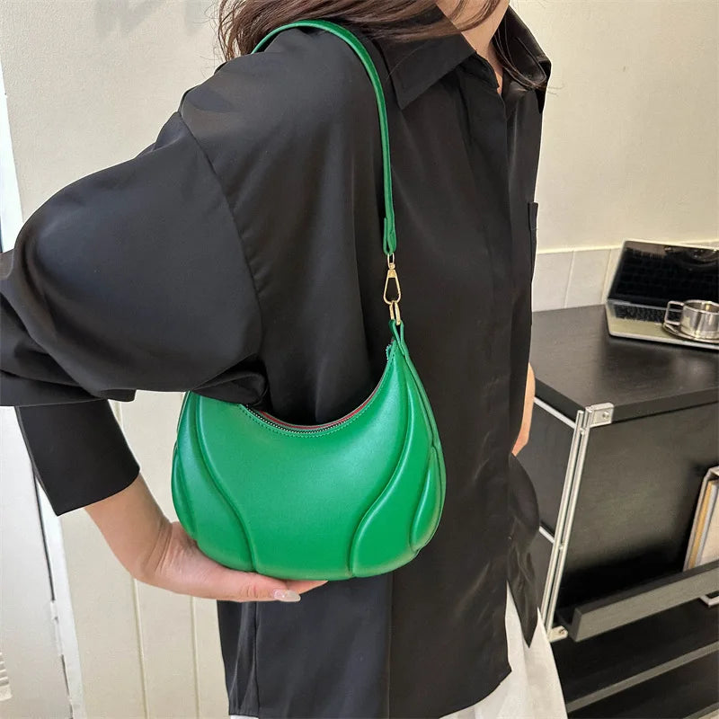 Chic Crescent PU Leather Shoulder Bag – Retro Saddle Handbag for Women, Minimalist Underarm Tote - Premium handbag from Lizard Vigilante - Just $48.88! Shop now at Lizard Vigilante