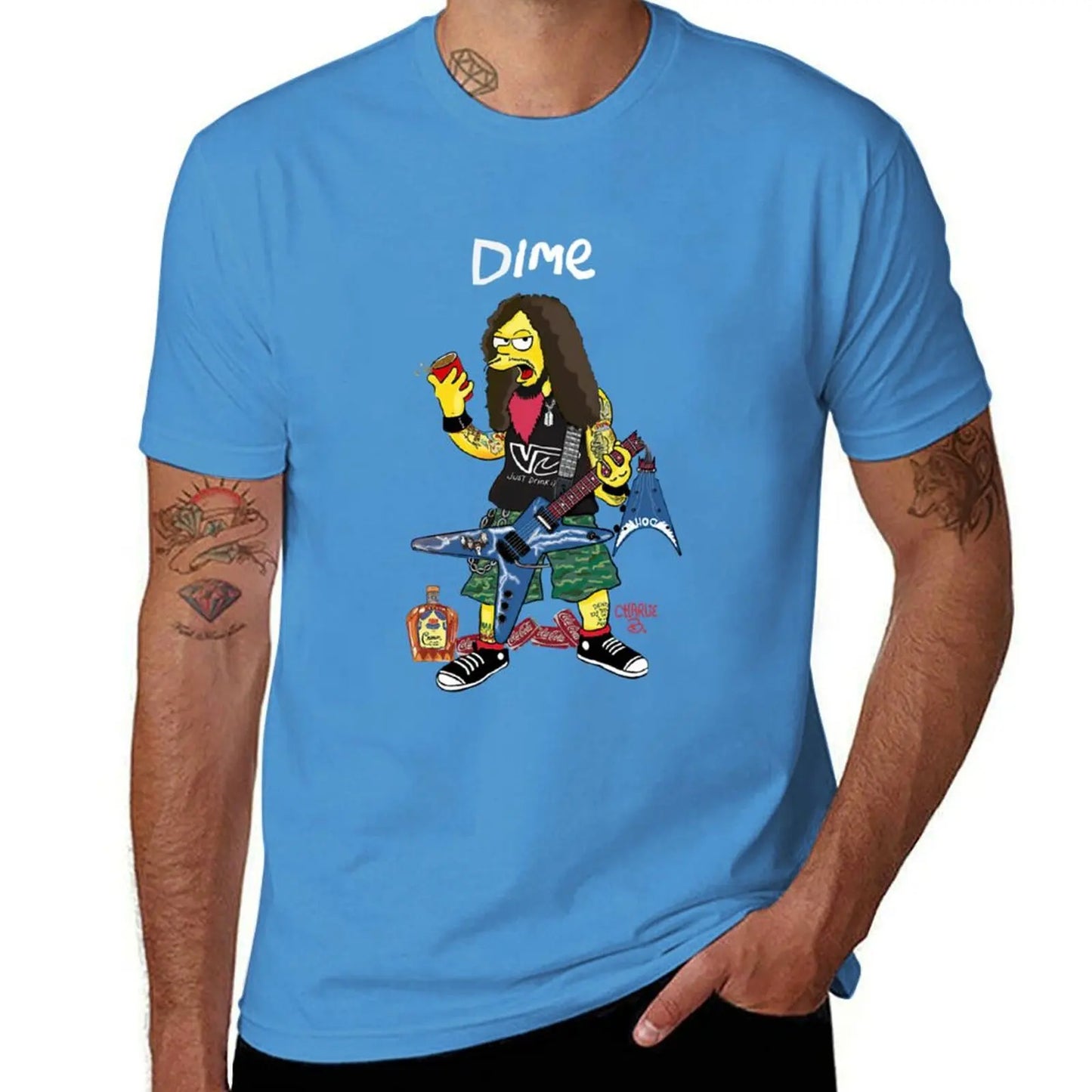 Dimebag Darrell Art -Classic T-Shirt Summer Tops Oversizeds Men's Graphic TShirts - Lizard Vigilante