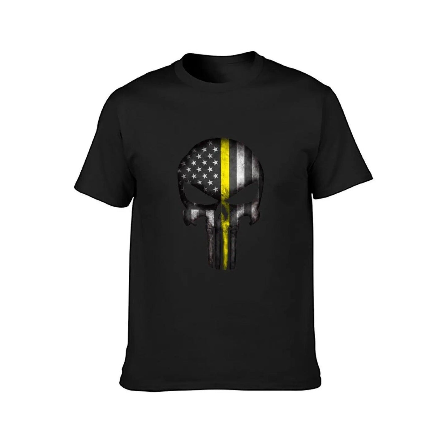 Thin Yellow Line Skull T-Shirt Summer Top Aesthetic Clothing Mens Graphic T-Shirts Pack - Lizard Vigilante