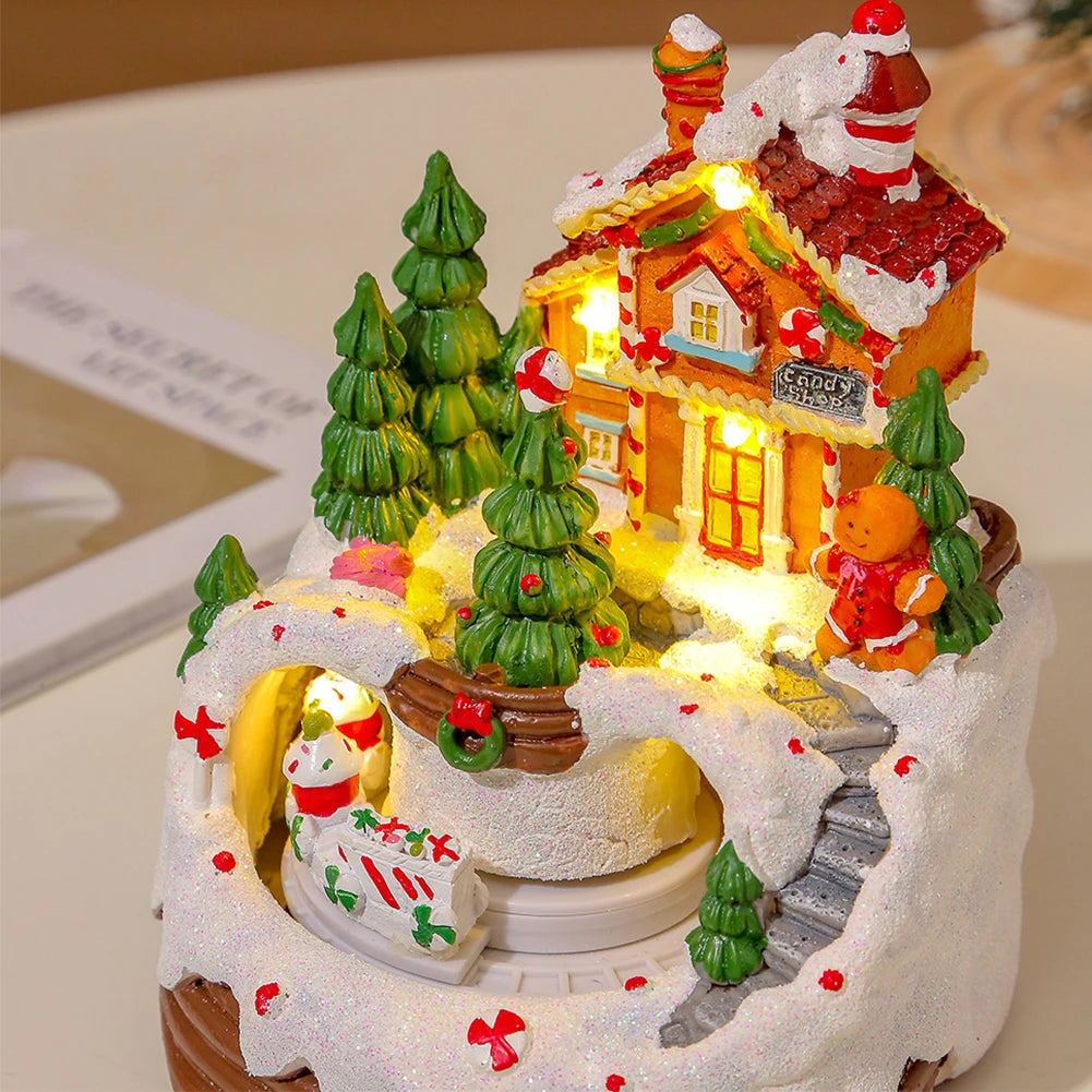 Christmas Music Box Illuminated Music Resin House Ornament Rotating Winter Scene 6.3inch Home Tabletop Decoration Gift for Kids - Premium  from Lizard Vigilante - Just $42.99! Shop now at Lizard Vigilante