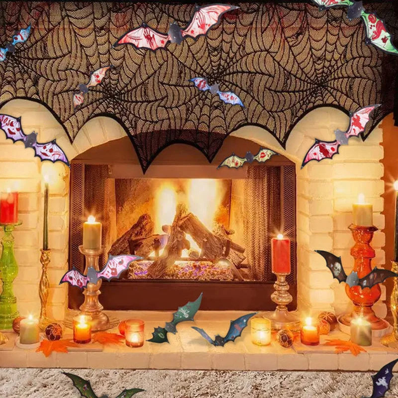 Halloween 3D Luminous Bats Decoration Plastic Bat Wall Stickers for Home Window Decor Yard Sign Outdoor Lawn Spooky Party