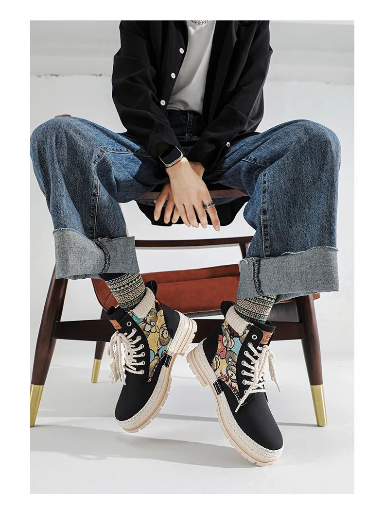 "Riot Fuel" Men's Street Platform Combat Boots – 2025 Limited Ankle-Lace Designer Desert Kickers for Cold-War Winters - Premium boots from dsers - Just $32.99! Shop now at Lizard Vigilante