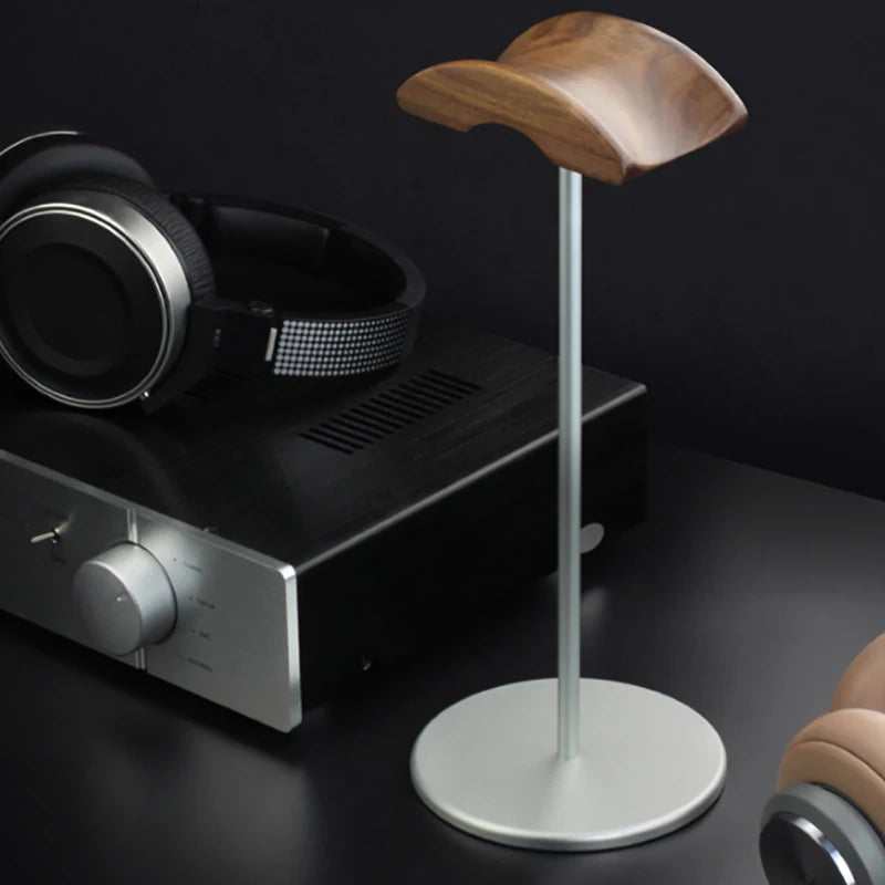 KOQZM Black Walnut Wood & Aluminum Alloy Headphone Stand – Gaming Headset Holder with Solid Metal Base for Desk Display - Premium headphone stand from Lizard Vigilante - Just $22.99! Shop now at Lizard Vigilante