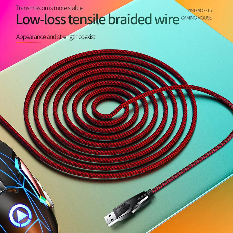 G15 Mechanical Gaming Mouse 7-Color Breathing Light Wired Laptop USB Desktop Office Computer Gaming Mouse Mute