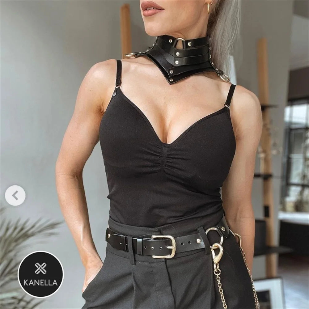 HELLBITE Harajuku Rivet Choker – Gothic Punk Collar for Women, Rock Show Ready, Y2K Spiked Leather Vibe - Premium collar from dsers - Just $9.99! Shop now at Lizard Vigilante